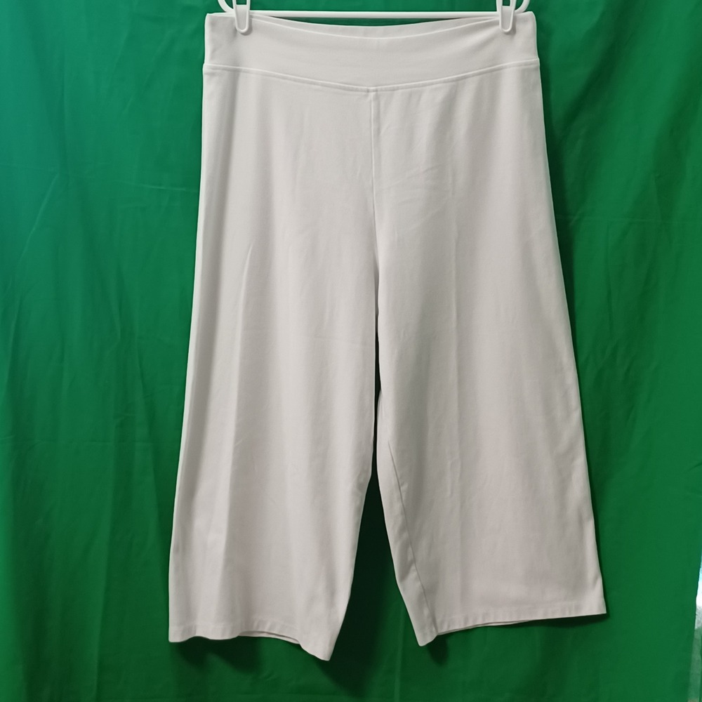 KIM‎ & CO White Wide Leg Cropped Pants 2XL Cotton Blend Jersey Culottes 63097Q